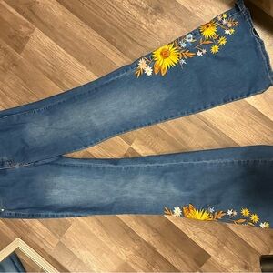 Embroidered Blue Women's Jeans